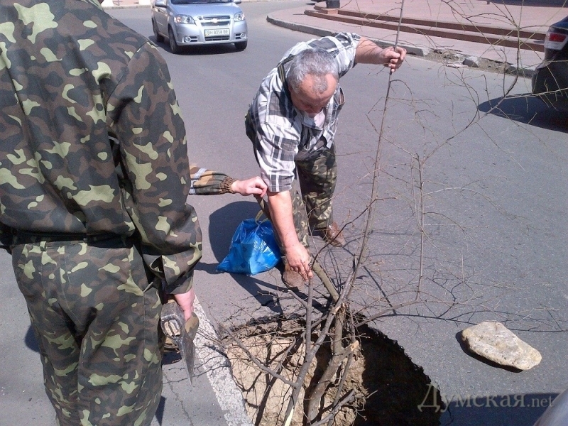 На улице в центре Одессы образовался провал (фото)