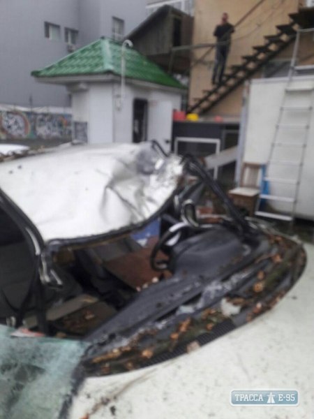 Упавшее дерево в Одессе раздавило автомобиль с водителем (фото)