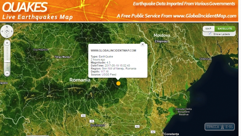На юге Одесской области произошло землетрясение
