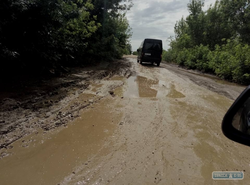 Автомобилистов шокировал превратившийся в болото участок трассы под  Одессой 