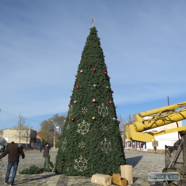 В Болграде установили главную городскую новогоднюю елку (фото)