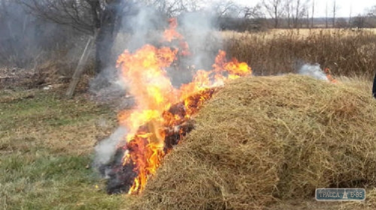 Жилой дом чуть не сгорел в Березовском районе от полыхавшего стога сена