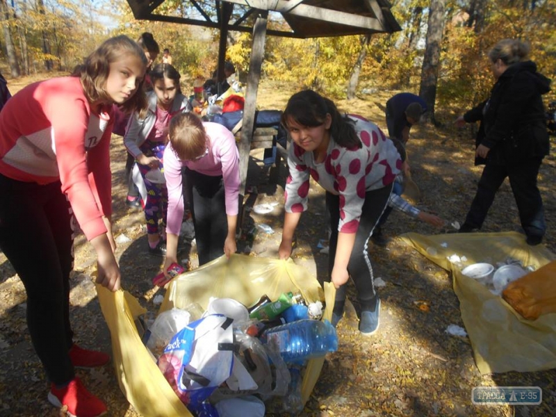 Школьники из Березовки на Одесщине провели рейд-уборку в местном лесу (фото)