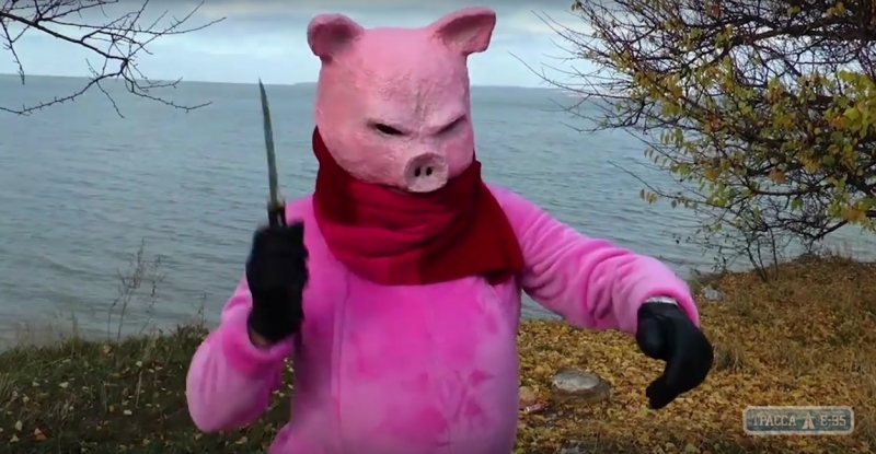 Директор Одесского зоопарка верен традициям: к Новому году он превратился в свинью (видео)
