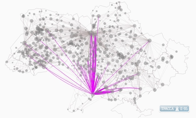 Все межобластные и междугородние маршруты из Одессы cтали доступны на интерактивной карте