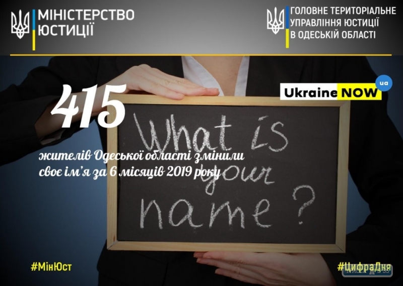 В Одесской области за полгода сменили свое имя 415 человек