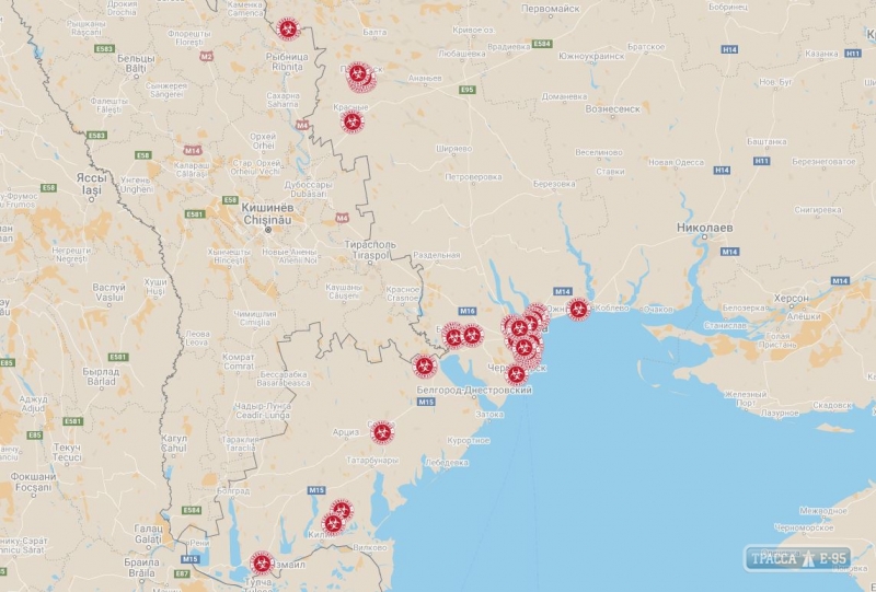 Интерактивная карта распространения COVID-19 представлена в Одесской области