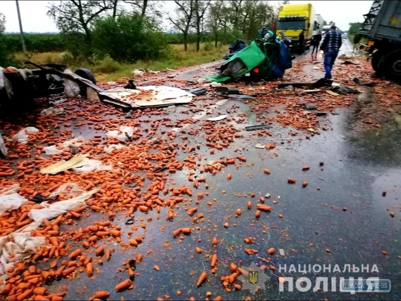 Два водителя погибли при столкновении грузовиков на трассе Одесса – Николаев. Видео