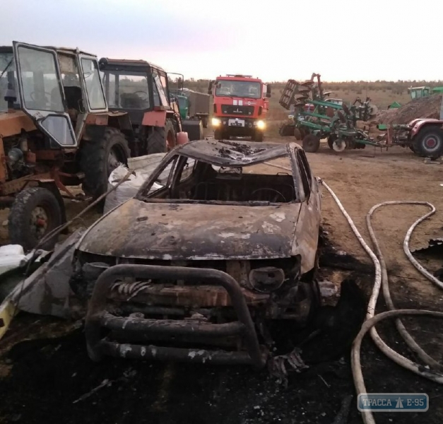 Автомобиль сгорел вместе со складом сена в Одесской области