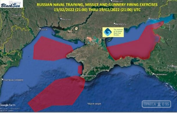Россия намерена закрыть для учений районы Черного и Азовского морей