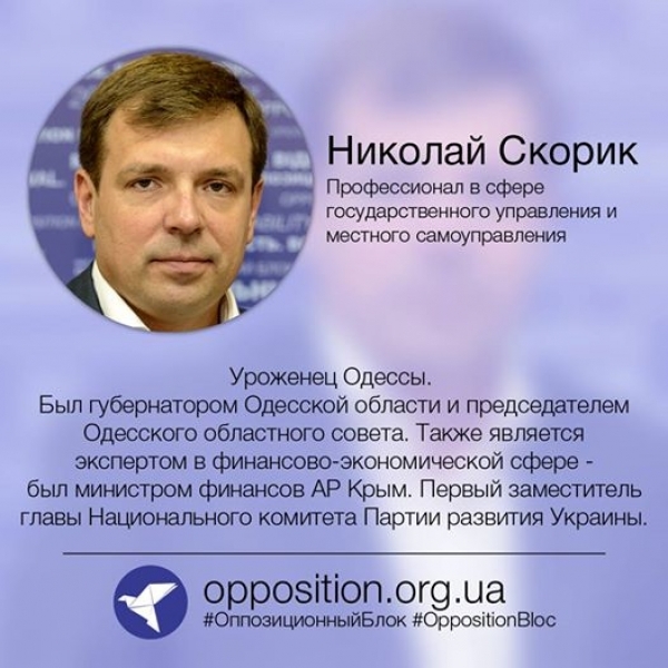 Экс-глава Одесской области Скорик – в первой десятке Оппозиционного блока
