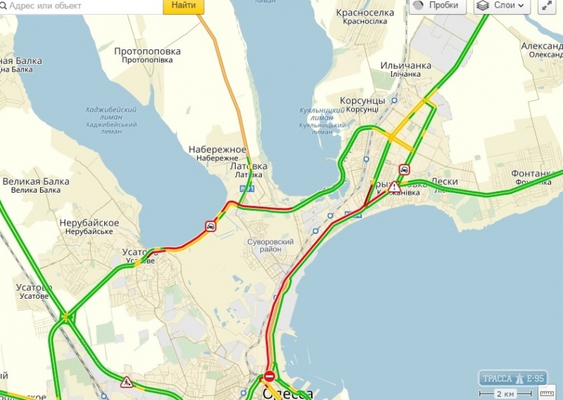 Одесса стоит в пробках из-за ремонта на Пересыпи