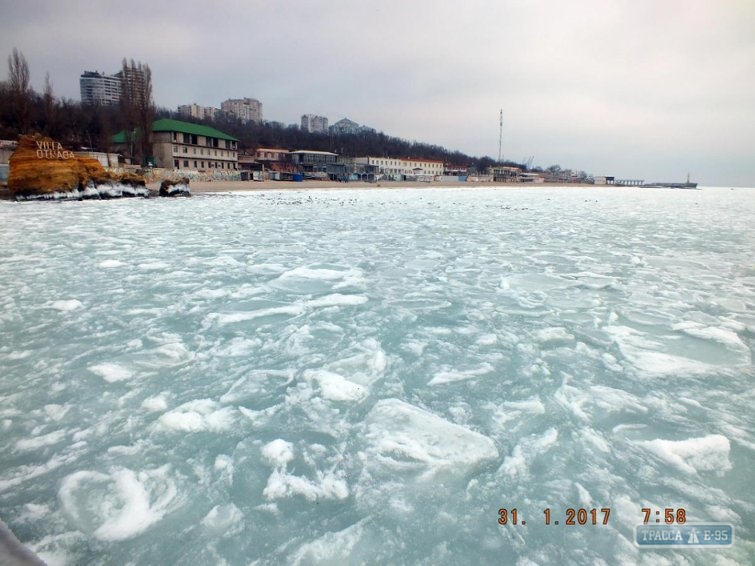 Море покрылось льдом в Одессе (фото)