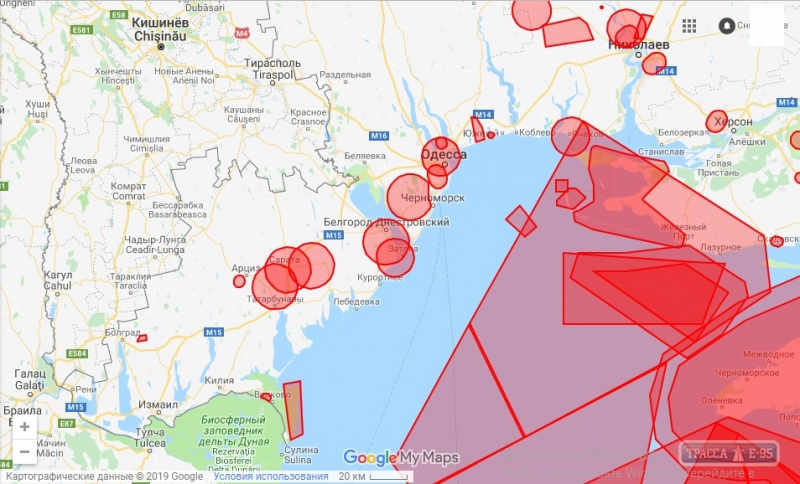 Госавиаслужба обнародовала карту мест в Одесской области, где нельзя летать на дронах