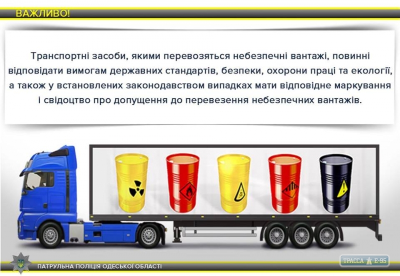 Патрульные усилили контроль над перевозкой опасных грузов в Одесской области