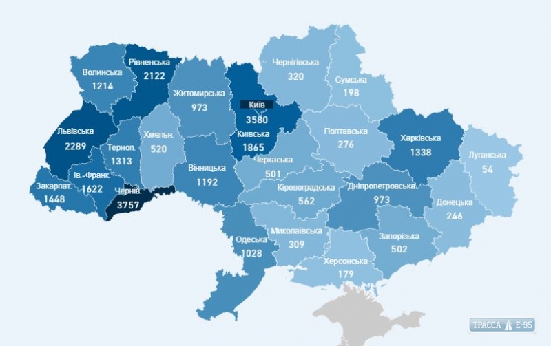 525 случаев коронавируса выявлены за сутки в Украине, 18 – в Одесской области