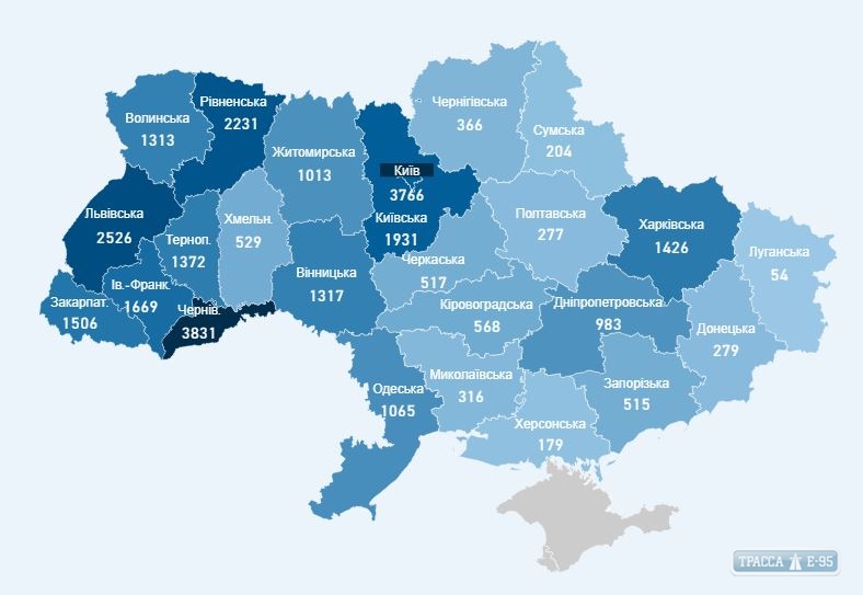 683 случая коронавируса выявлено за сутки в Украине, 20 – в Одесской области