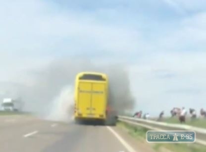 Опубликовано видео начала пожара в автобусе на трассе Одесса-Киев