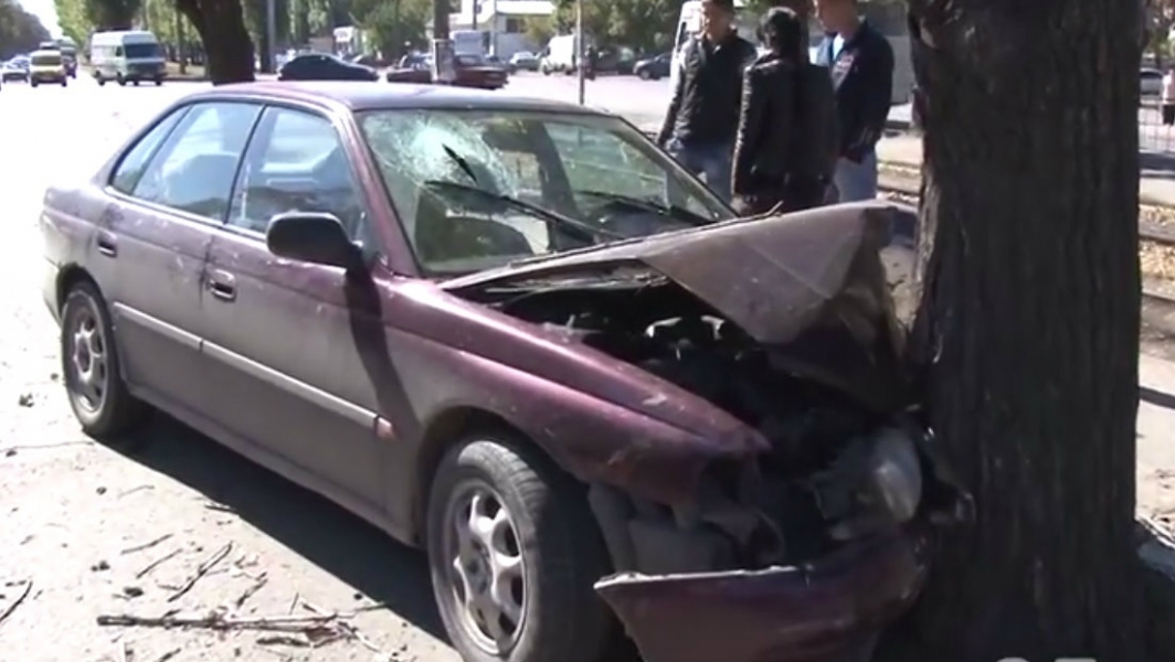 Момент падения дерева на машину в Новокузнецке попал на видео