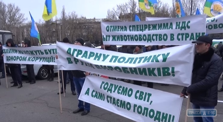 Аграрии митинговали под Одесской ОГА против Налогового кодекса (видео)