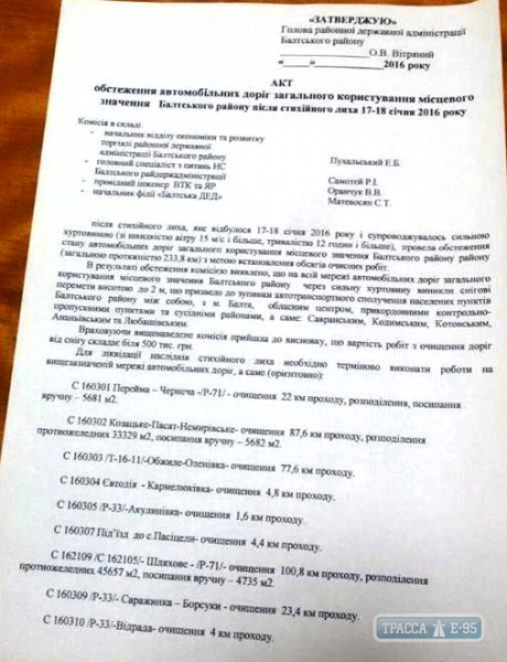 Глава Балтской РГА хочет перепроверить объемы работ по уборке снега в районе